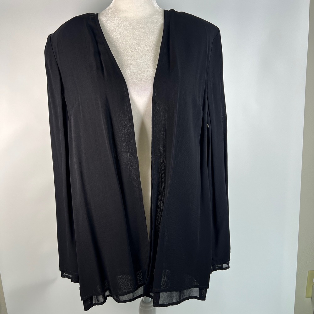 Ashlee Womens Black Open Front Sheer Layering Chiffon Cardigan Jacket Size S New
